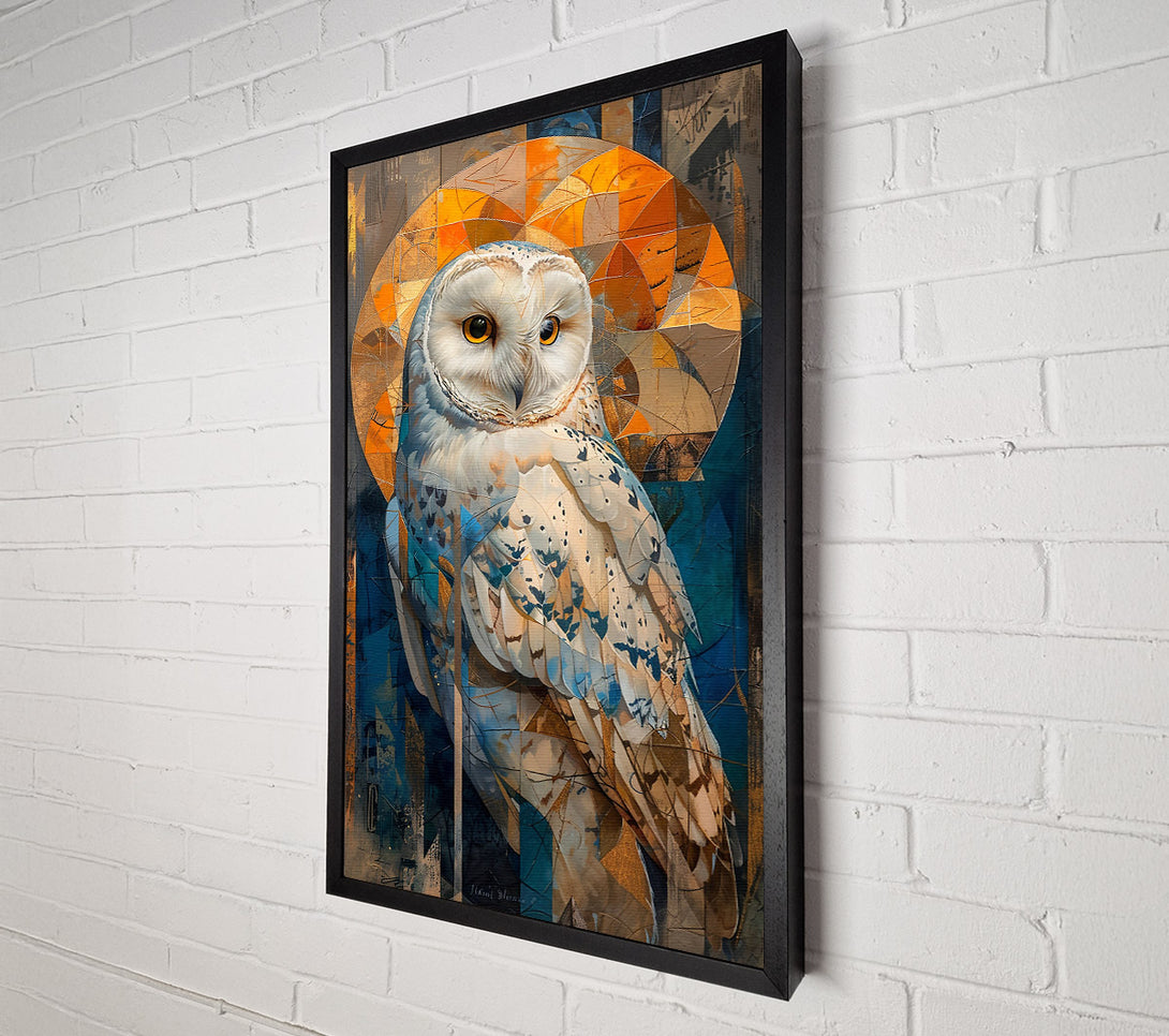  A Canvas Print of Golden Owl Geometry Canvas Wall Art