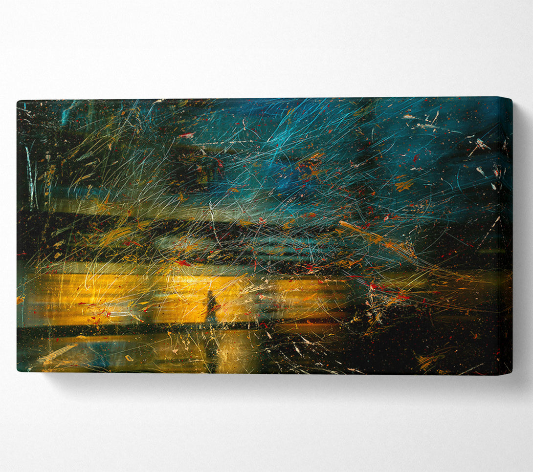  A Canvas Print of Teal Scratched Reflections Canvas Print