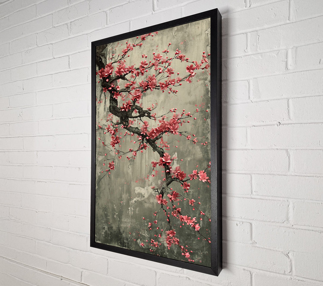  A Canvas Print of Crimson Blossom Branch Canvas Art