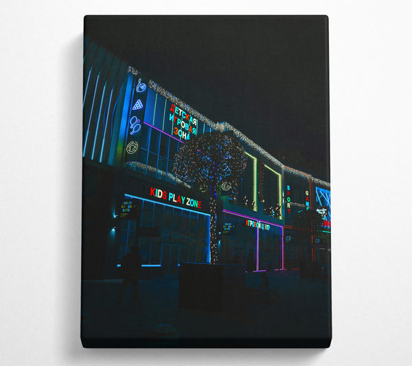  A Canvas Print of Blue Neon Cityscape Canvas Wall Art