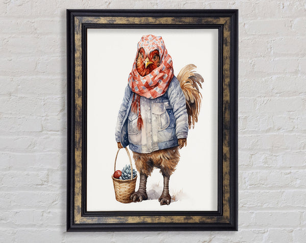Winter Rooster Framed Print