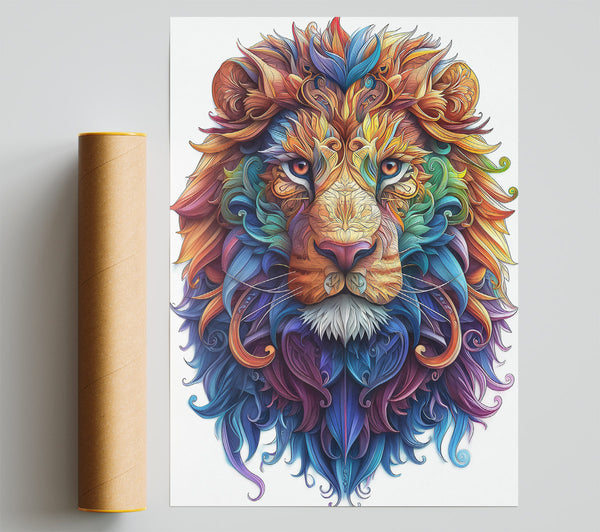 Blue Majesty Lion Print