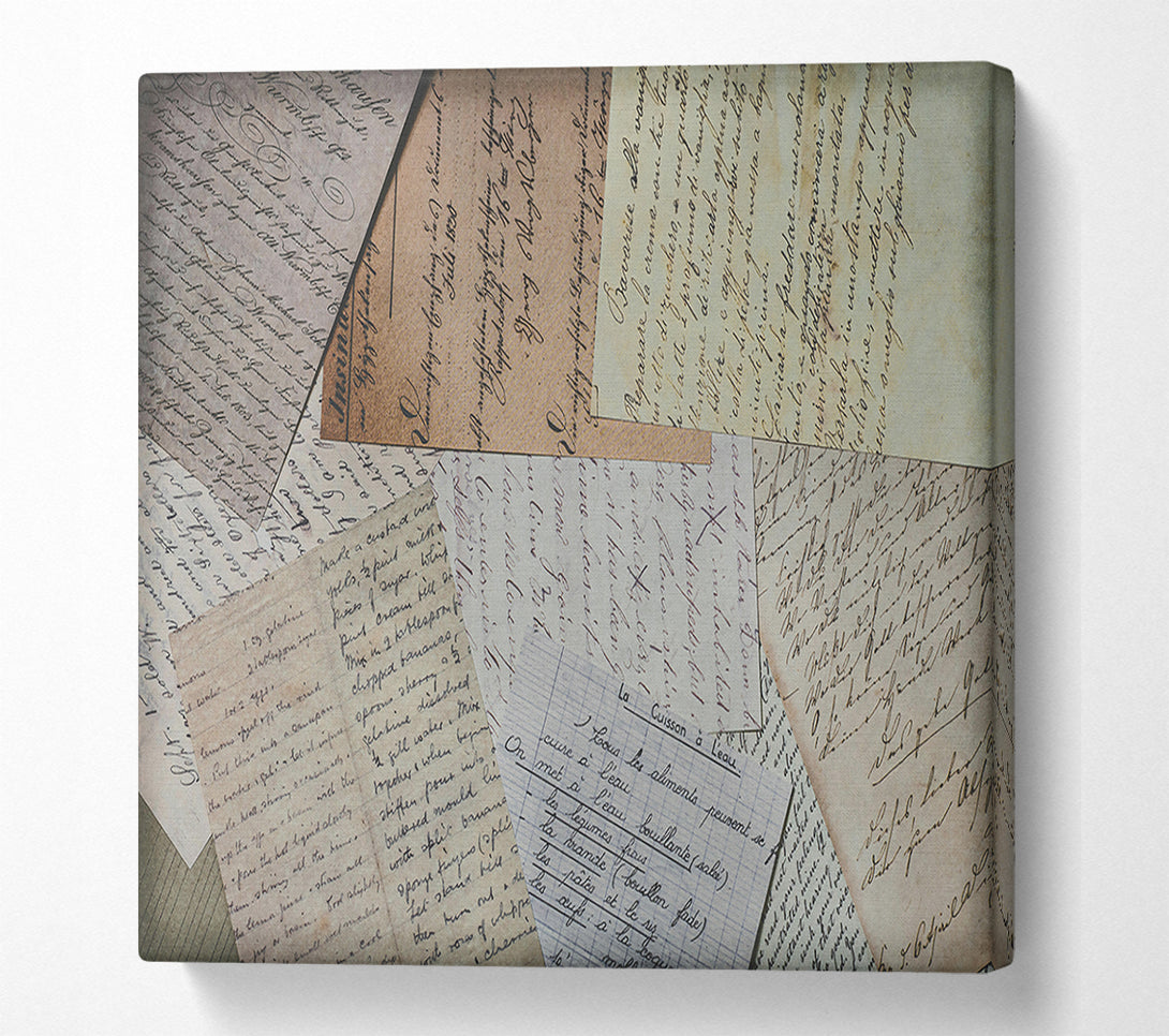  A Canvas Print of Creamy Old Letters Canvas Art