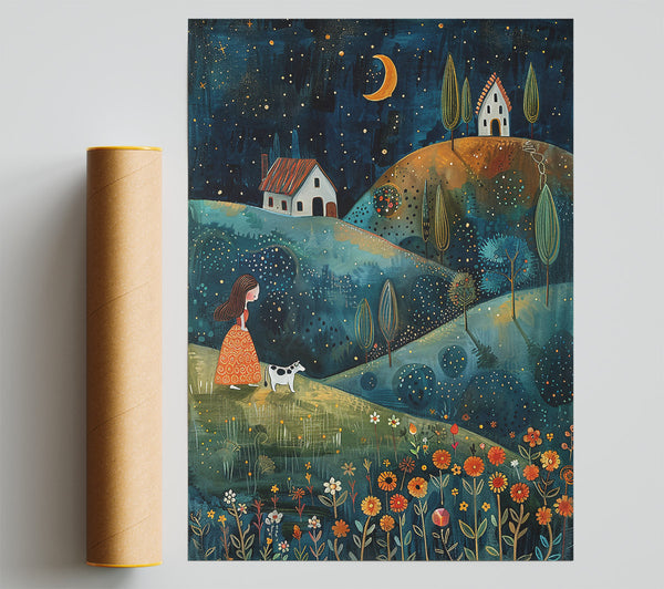 Midnight Blue Hillsides Poster