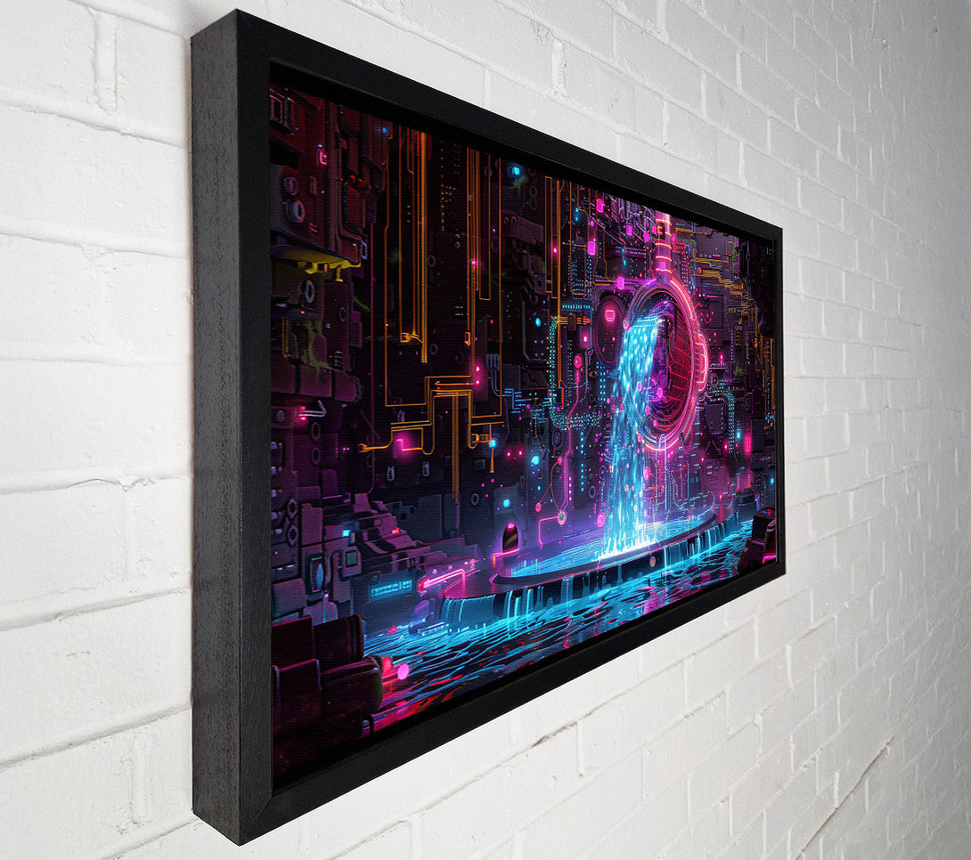  A Canvas Print of Blue Neon Waterfall Canvas Print