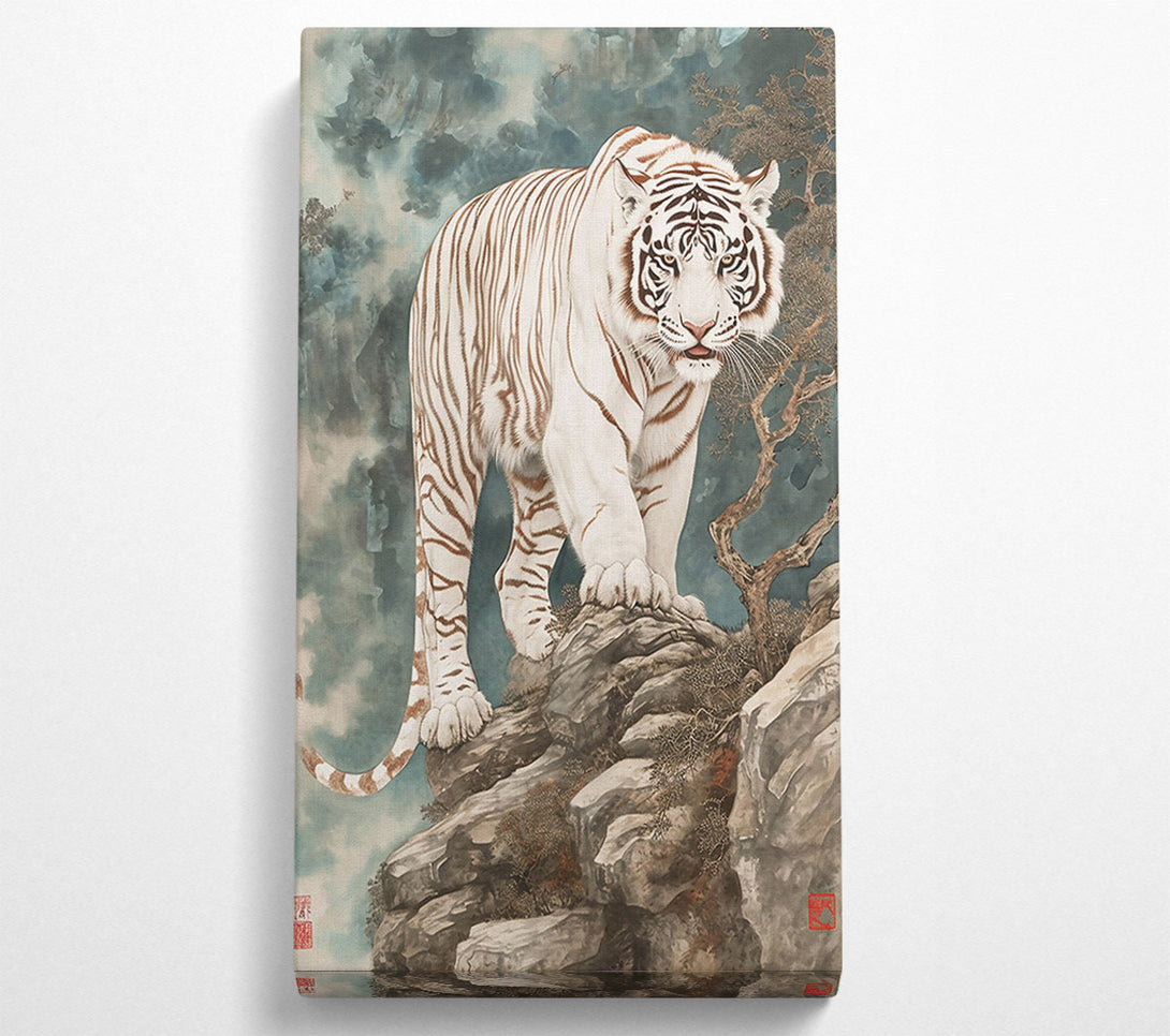  A Canvas Print of White Tiger On The Peak Canvas Art