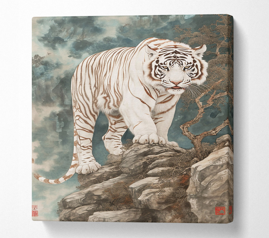  A Canvas Print of White Tiger On The Peak Canvas Art