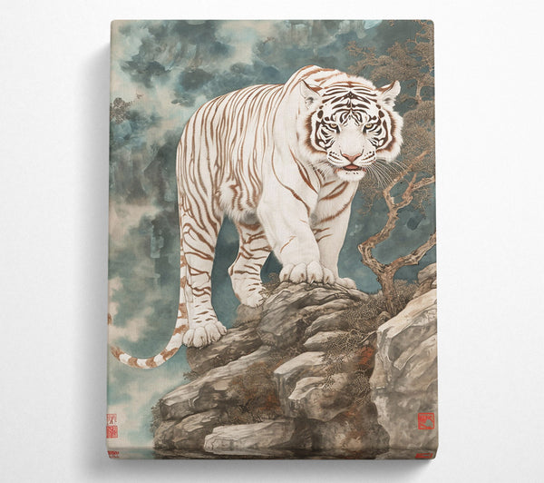  A Canvas Print of White Tiger On The Peak Canvas Art
