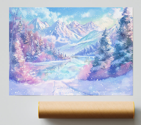 Pale Blue Winter Scene Giclee Print