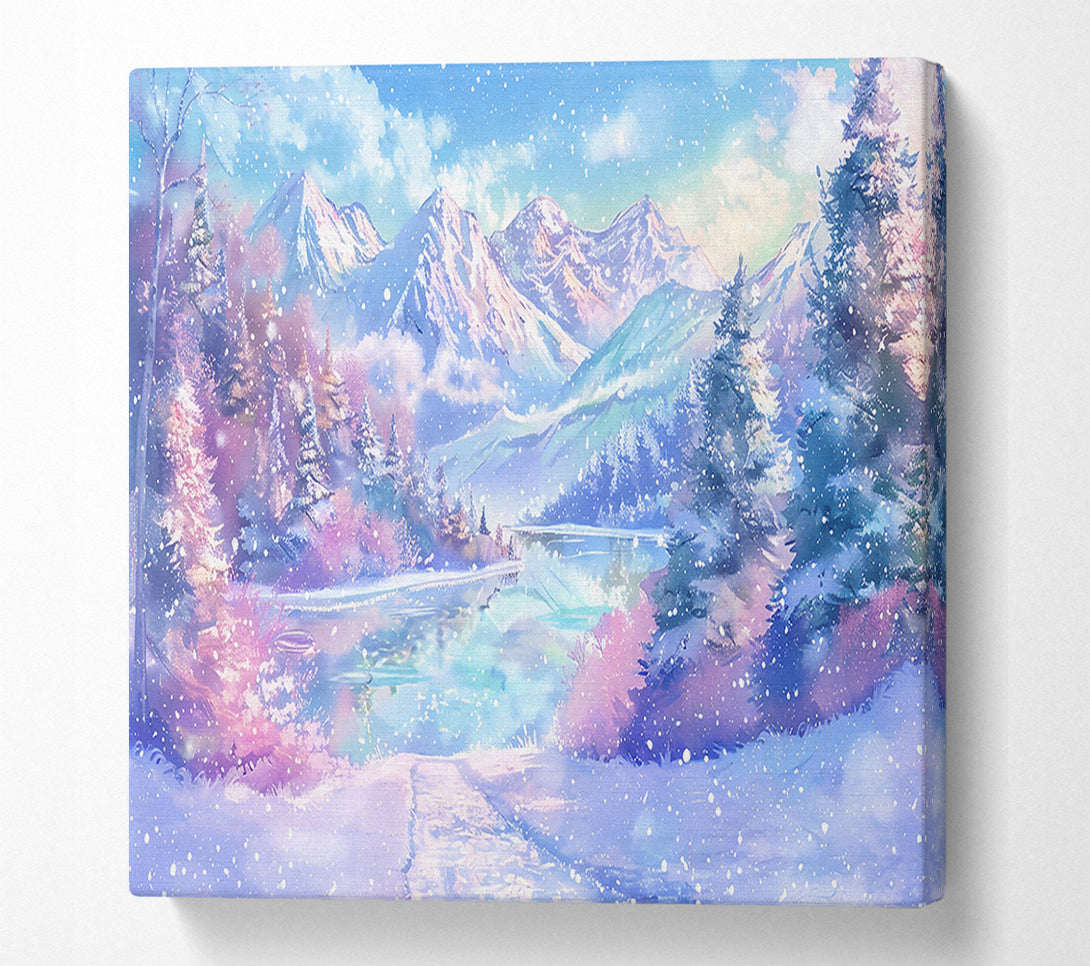  A Canvas Print of Pale Blue Winter Scene Canvas Wall Art