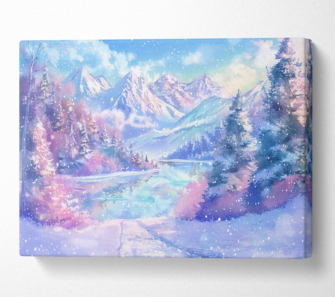  A Canvas Print of Pale Blue Winter Scene Canvas Wall Art