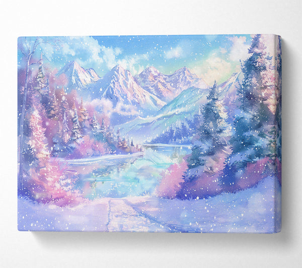  A Canvas Print of Pale Blue Winter Scene Canvas Wall Art