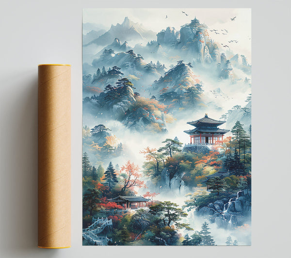 Misty Blue Mountaintops Poster