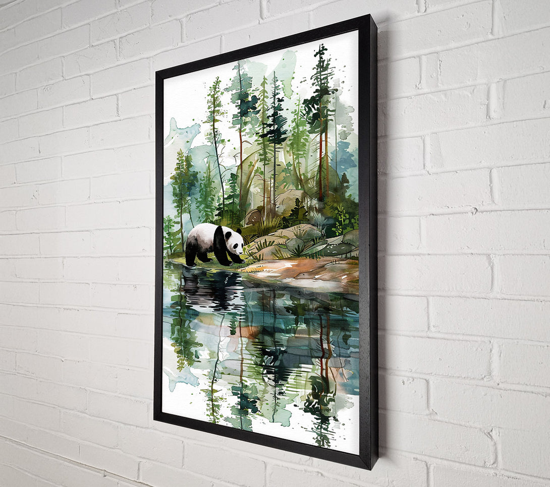  A Canvas Print of Emerald Panda Reflection Canvas Print