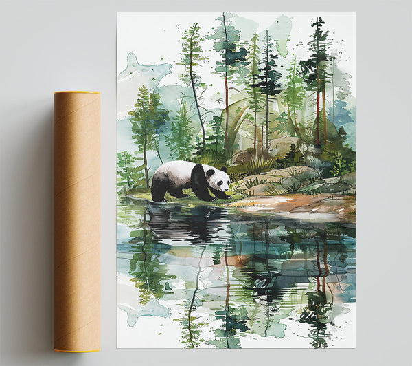 Emerald Panda Reflection Print