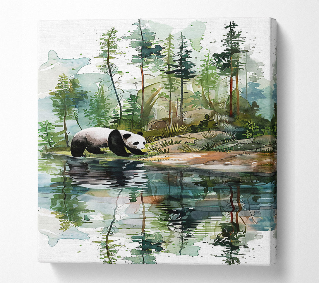  A Canvas Print of Emerald Panda Reflection Canvas Print