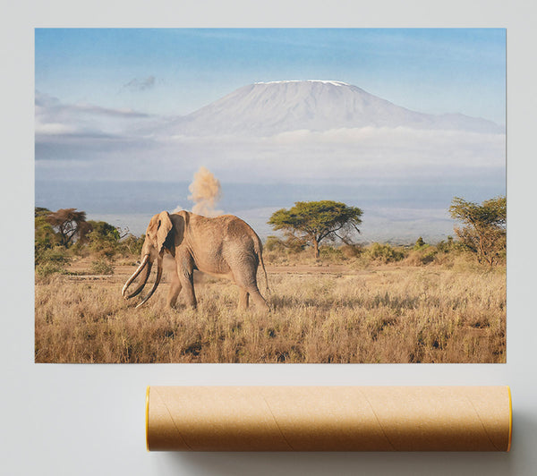 Golden Elephant Dusting Giclee Print