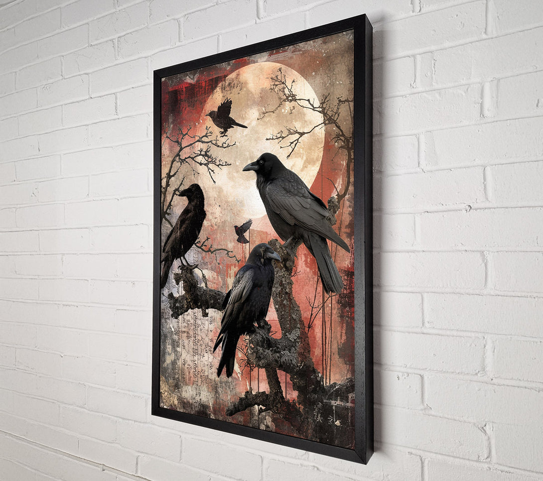  A Canvas Print of Crimson Moon Ravens Canvas Wall Art