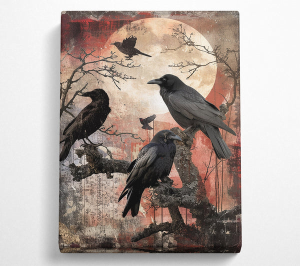  A Canvas Print of Crimson Moon Ravens Canvas Wall Art