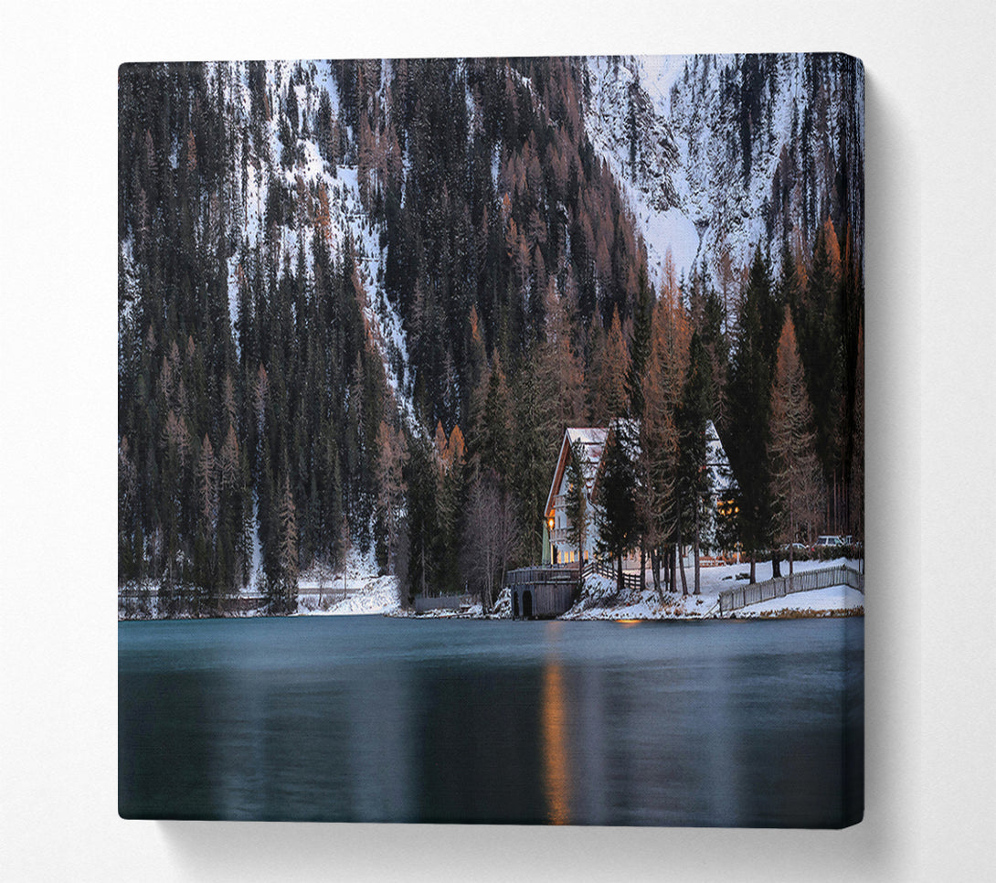  A Canvas Print of Blue Cabin In The Pines Canvas Art
