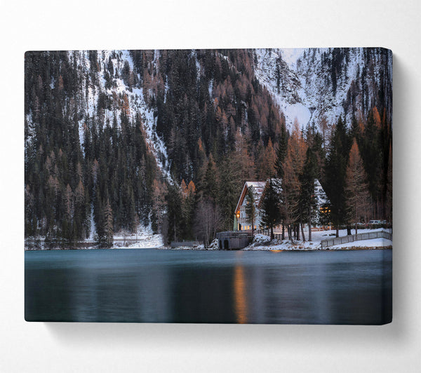  A Canvas Print of Blue Cabin In The Pines Canvas Art