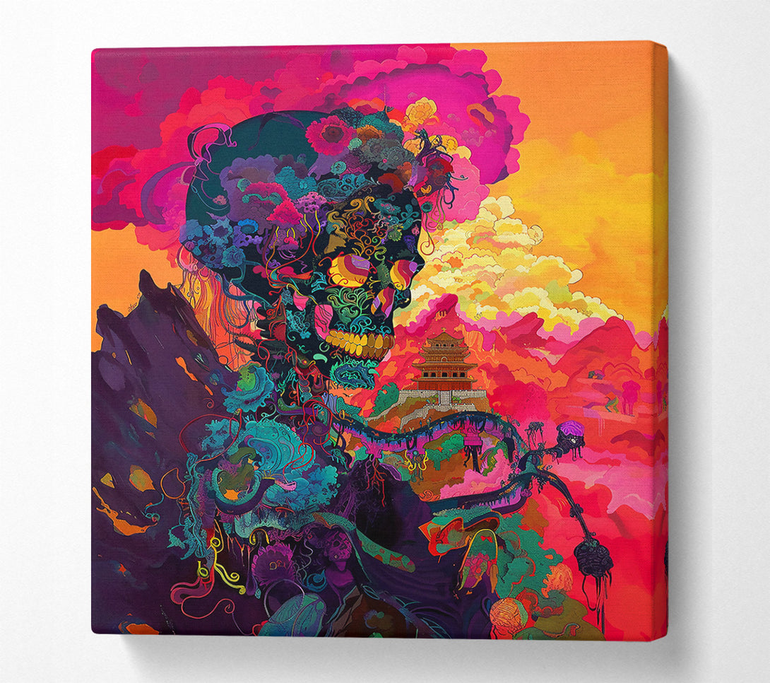  A Canvas Print of Pink Floral Skull Canvas Print