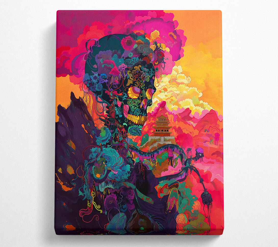  A Canvas Print of Pink Floral Skull Canvas Print