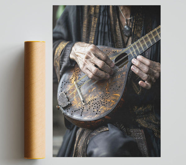 Golden Stringed Melody Giclee Print