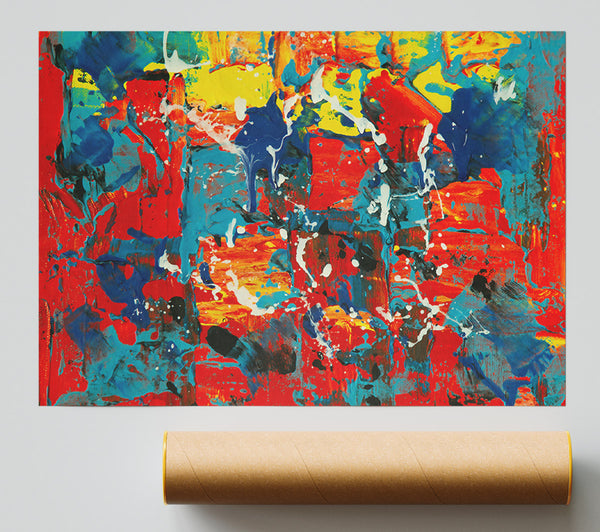Red Abstract Splashes Print