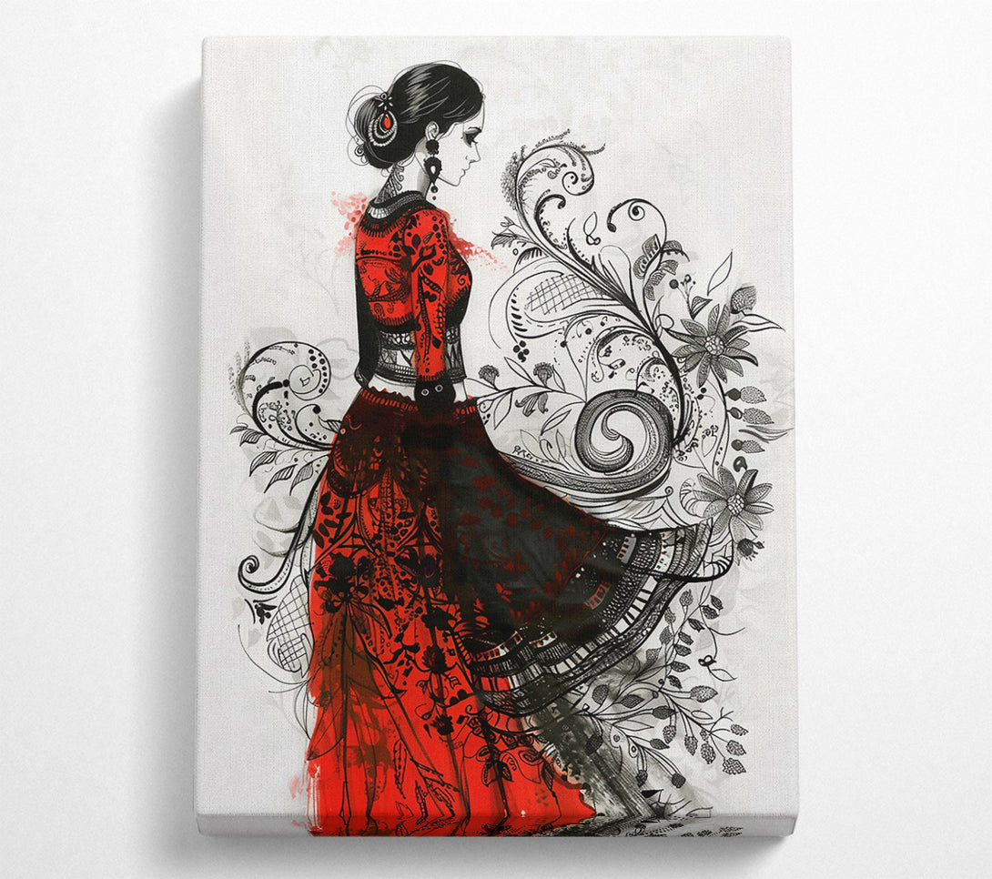  A Canvas Print of Crimson Floral Fantasy Canvas Wall Art