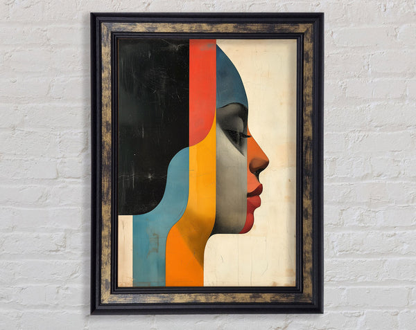 Woman Face Abstract Colour Shapes Framed Print