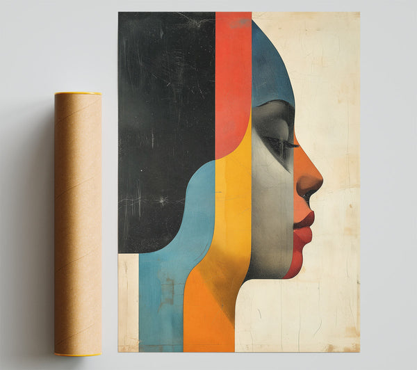 Woman Face Abstract Colour Shapes Poster