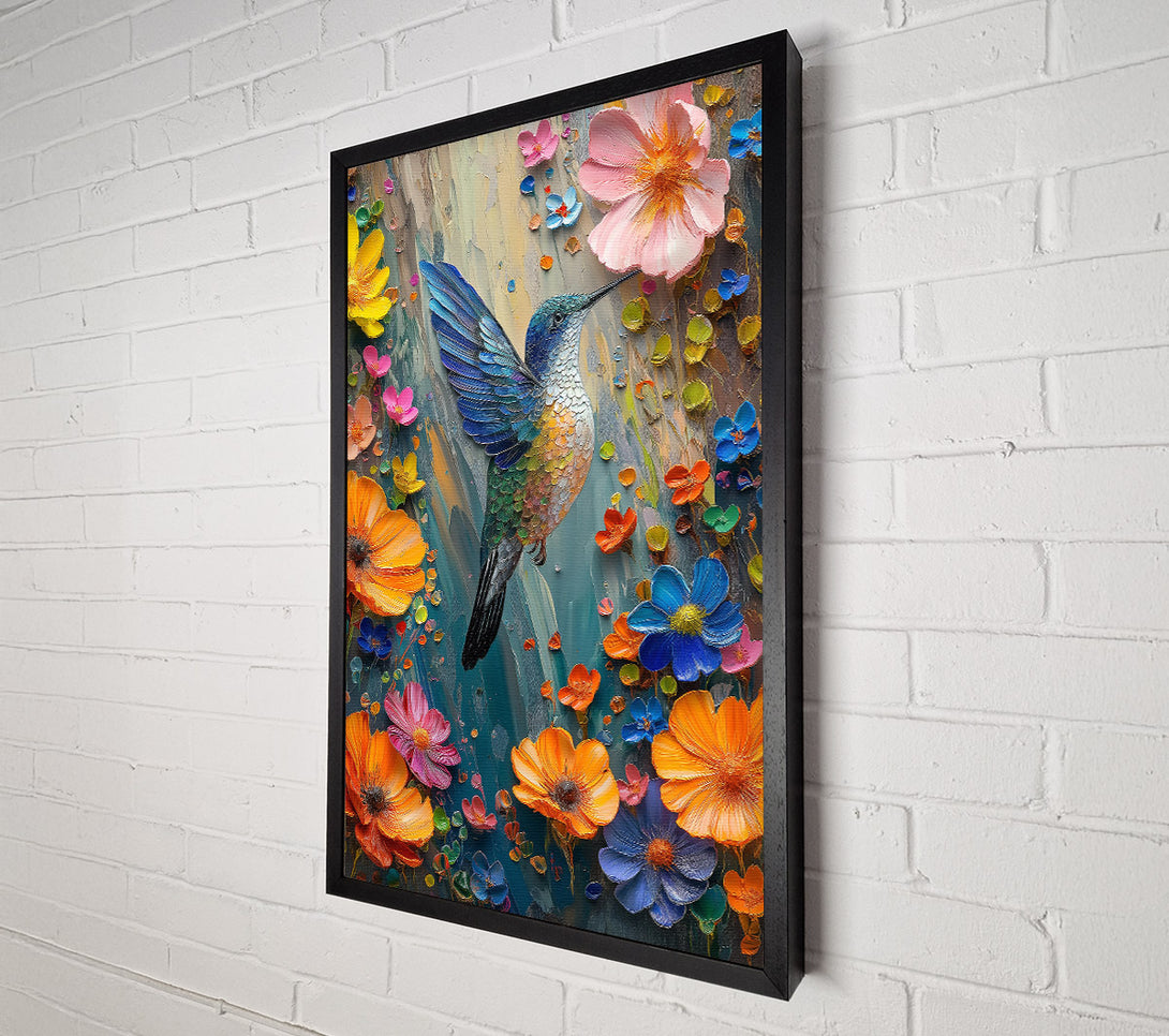  A Canvas Print of Azure Hummingbird Flight Canvas Print