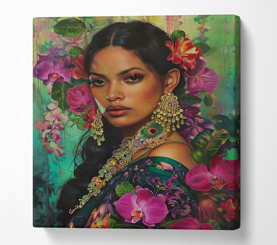  A Canvas Print of Emerald Floral Enchantment Canvas Art