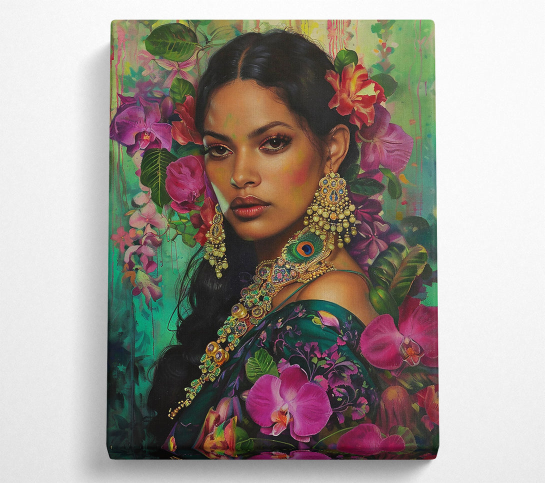  A Canvas Print of Emerald Floral Enchantment Canvas Art