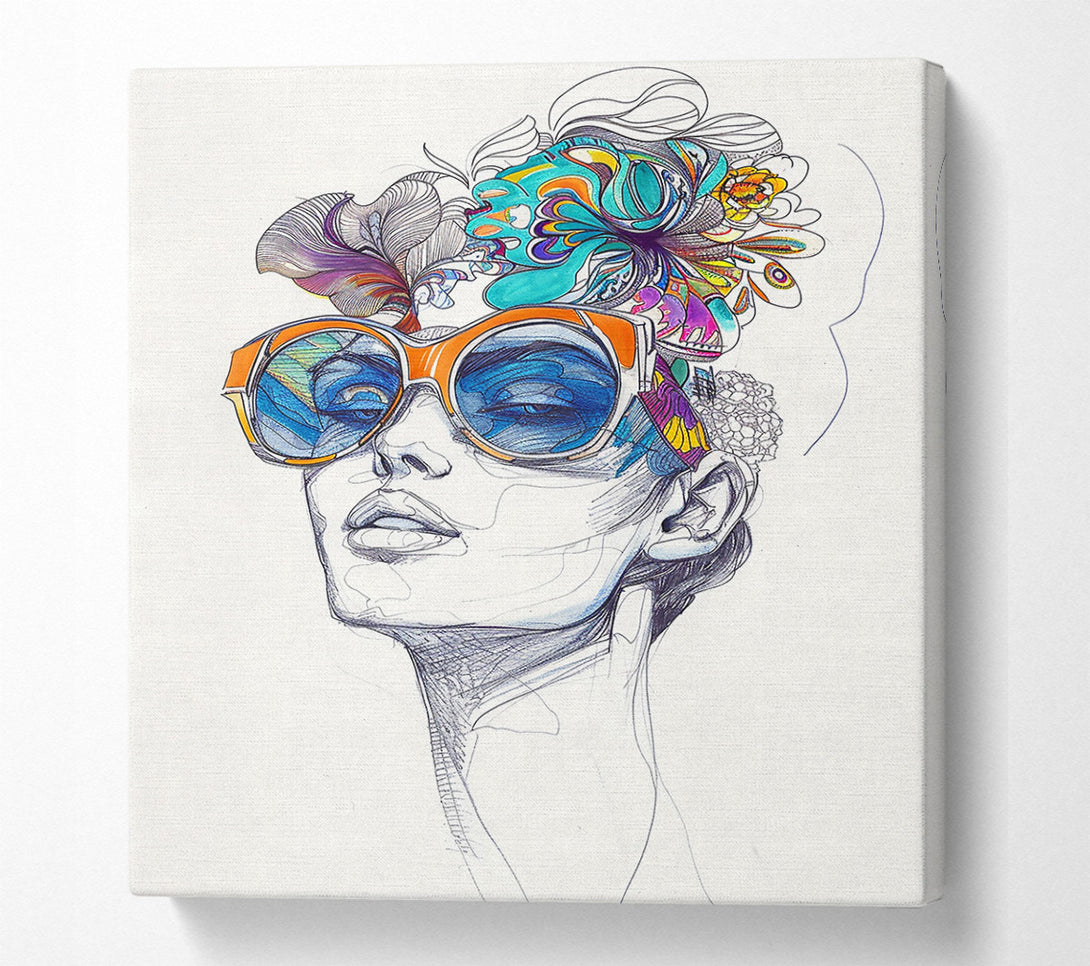  A Canvas Print of Blue Floral Eyes Canvas Print