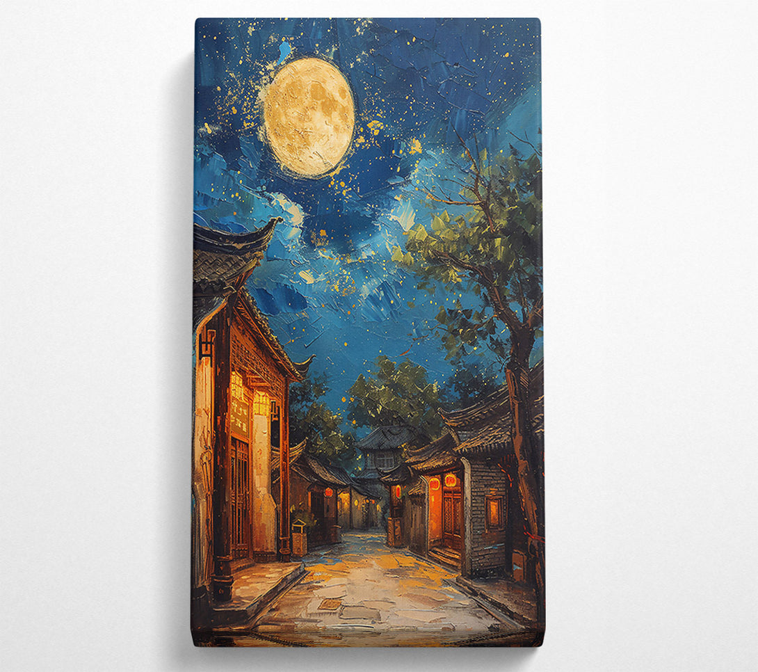  A Canvas Print of Golden Moonlit Street Canvas Wall Art
