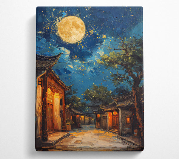  A Canvas Print of Golden Moonlit Street Canvas Wall Art