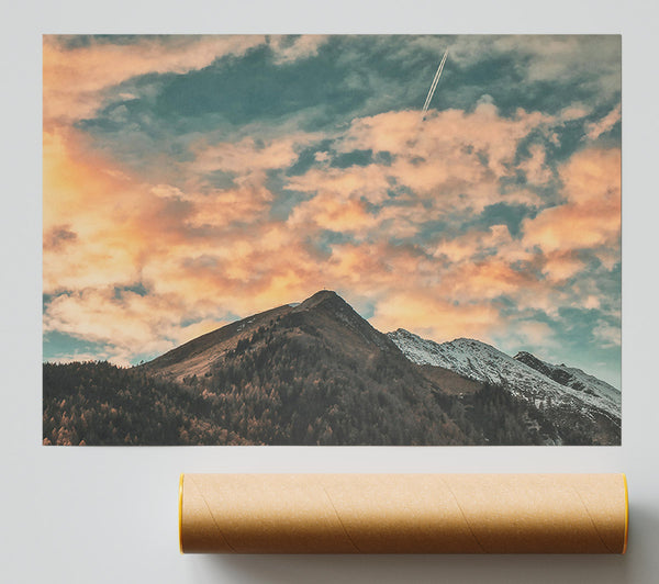 Peach Sky Mountain Print