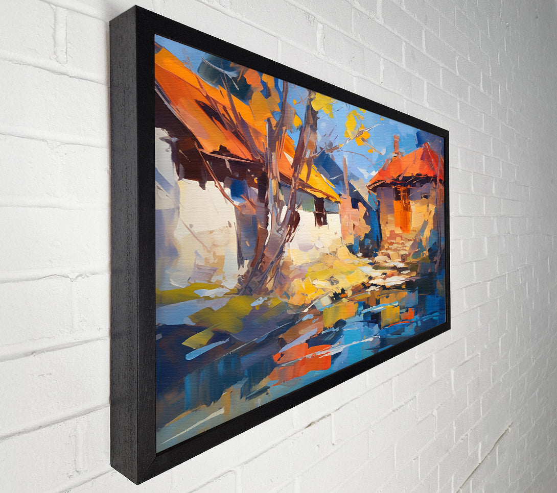  A Canvas Print of Azure Village Reflection Canvas Art