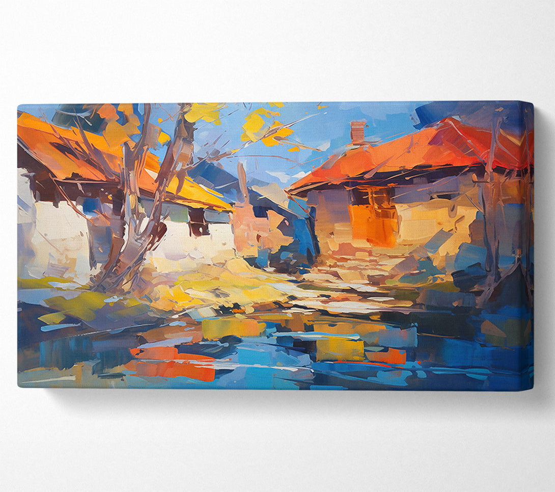  A Canvas Print of Azure Village Reflection Canvas Art