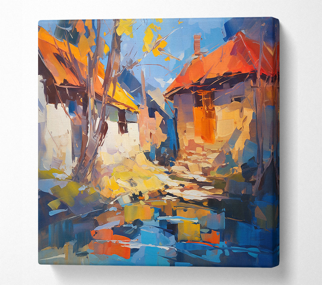  A Canvas Print of Azure Village Reflection Canvas Art