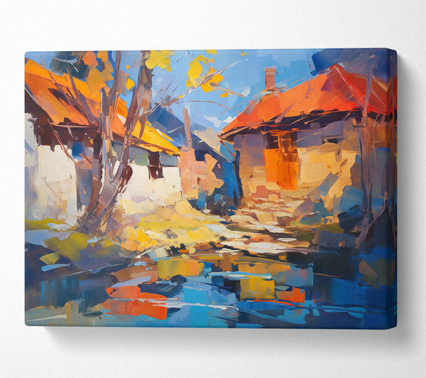  A Canvas Print of Azure Village Reflection Canvas Art
