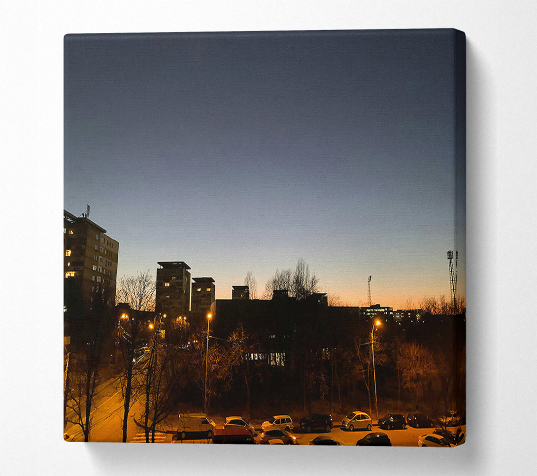  A Canvas Print of Orange Cityscape Twilight Canvas Print
