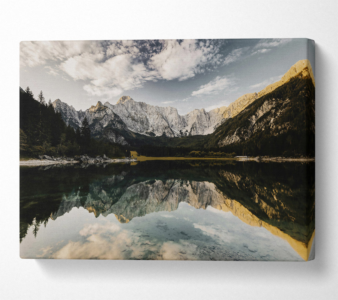  A Canvas Print of Golden Mountain Reflection Canvas Wall Art