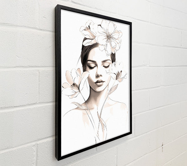 Woman Line Drawing Sepia