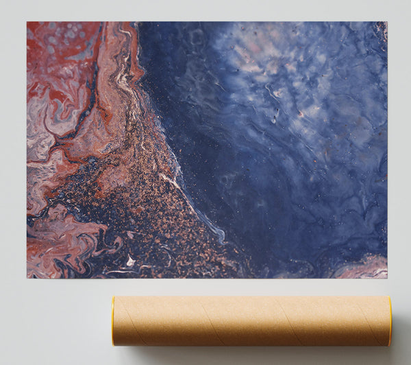 Azure Swirls And Sparkles. Print