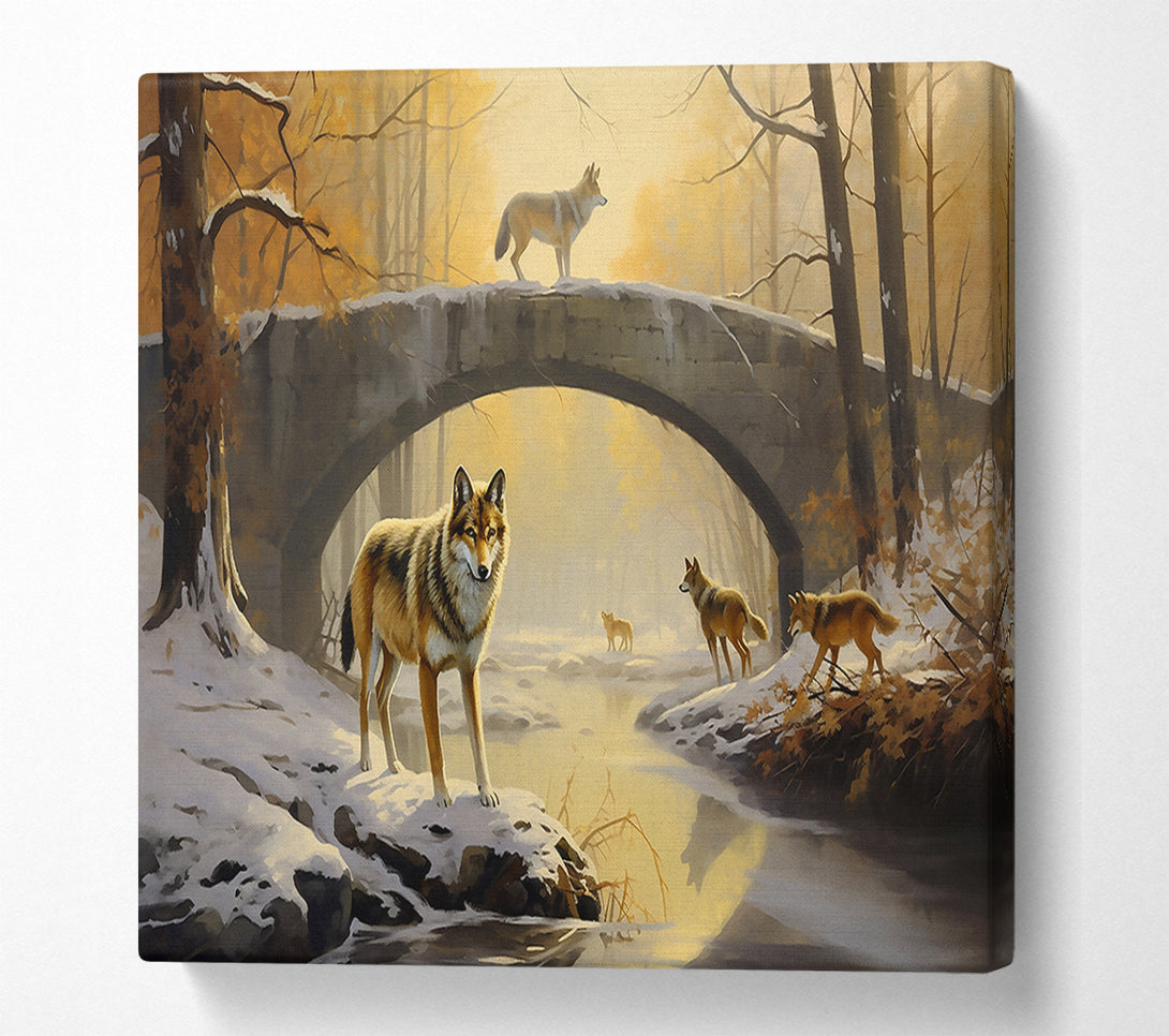  A Canvas Print of Golden Wolves Bridge Canvas Art