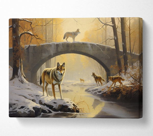  A Canvas Print of Golden Wolves Bridge Canvas Art