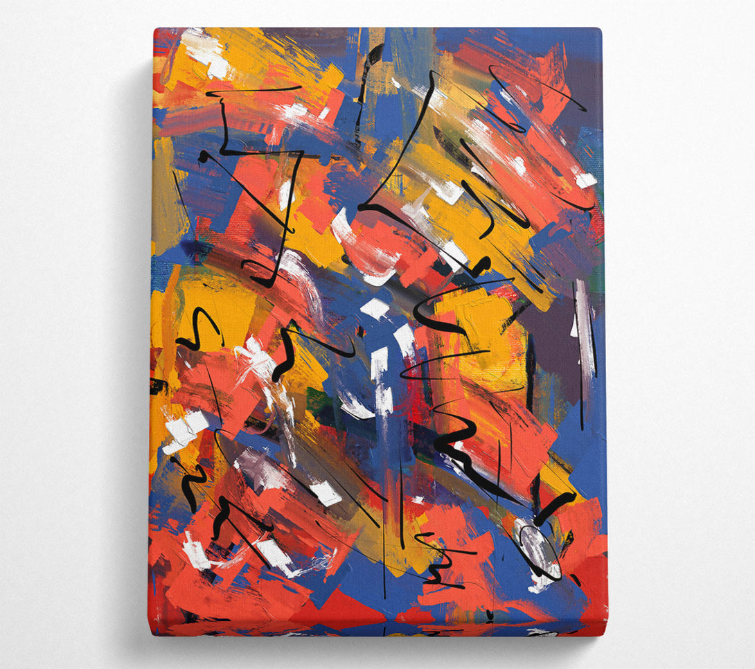  A Canvas Print of Orange Abstract Strokes Canvas Wall Art